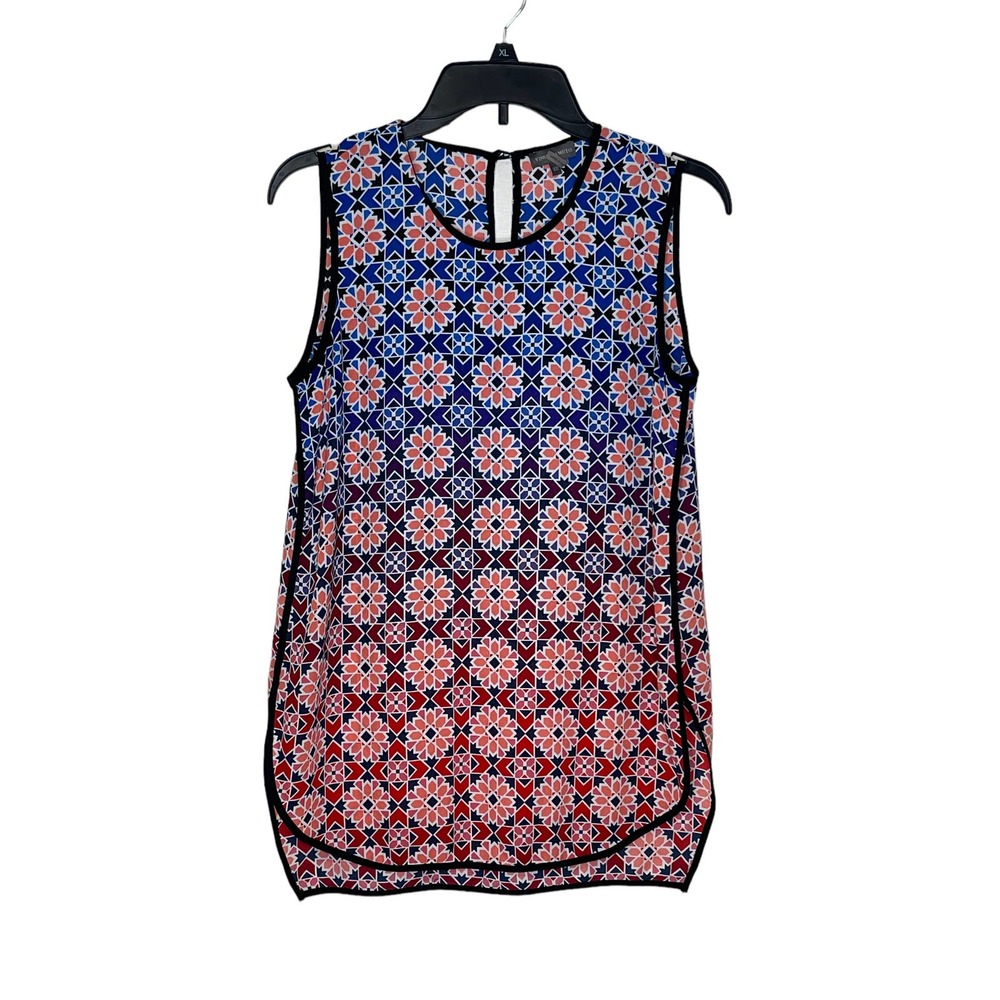 Vince Camuto Sleeveless Valencia Tile Ombre Tunic Tank Top Keyhole Back Women XS